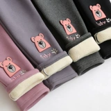 Демисезонные бархатные детские утепленные мультяшные леггинсы, удерживающие тепло штаны, с медвежатами