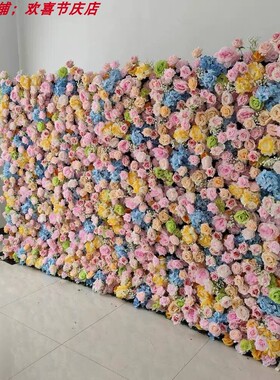 仿真渐变玫瑰立体花墙服装店