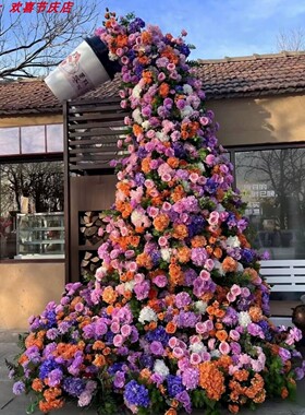 巨型仿真落地玫瑰花束美陈