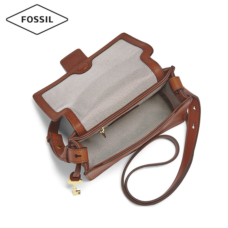fossil化石简约通勤真皮单肩剑桥包 fossil箱包女士包袋