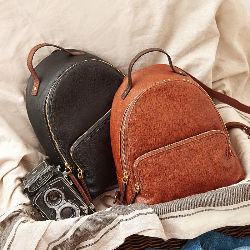 fossil化石女包复古通勤牛皮双肩包 fossil箱包双肩背包