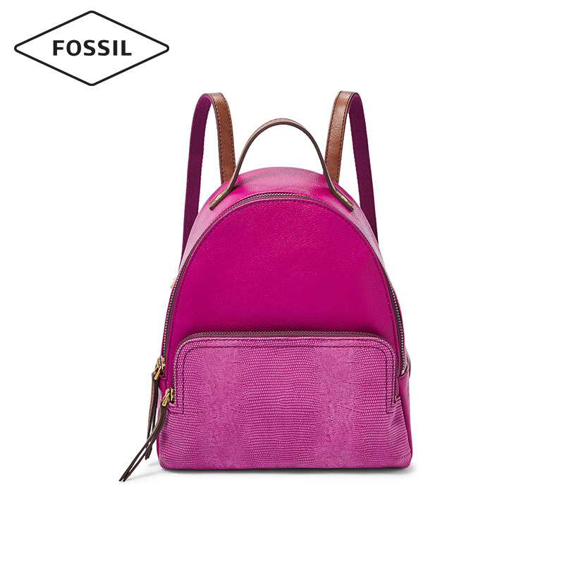 fossil化石女包复古通勤牛皮双肩包 fossil箱包双肩背包