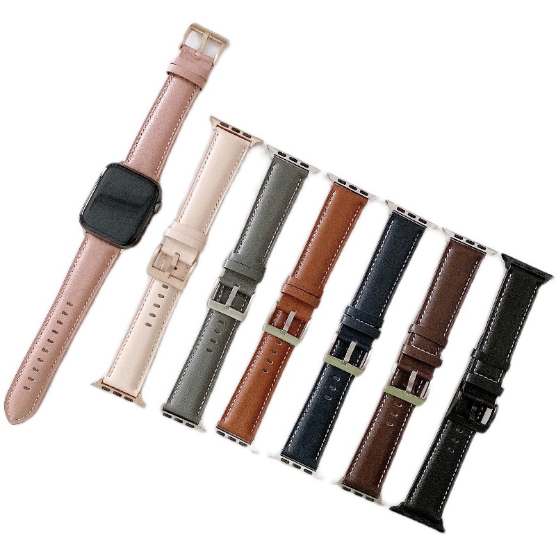 适用苹果手表SE iwatch5/6/7表带applewatch1/2/3/4代真皮腕带series38/42/40/44mm简约男女手表带个性创意潮-图3