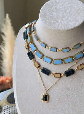 设计诗·摇篮之梦捷克琉璃长方形异形珠原创设计中古时尚项链颈链