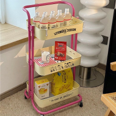 Хранения бытовой вагонетки 多巴胺史努比小推车置物架移动落地客厅零食多层收纳架浴室收纳篮 No brand
