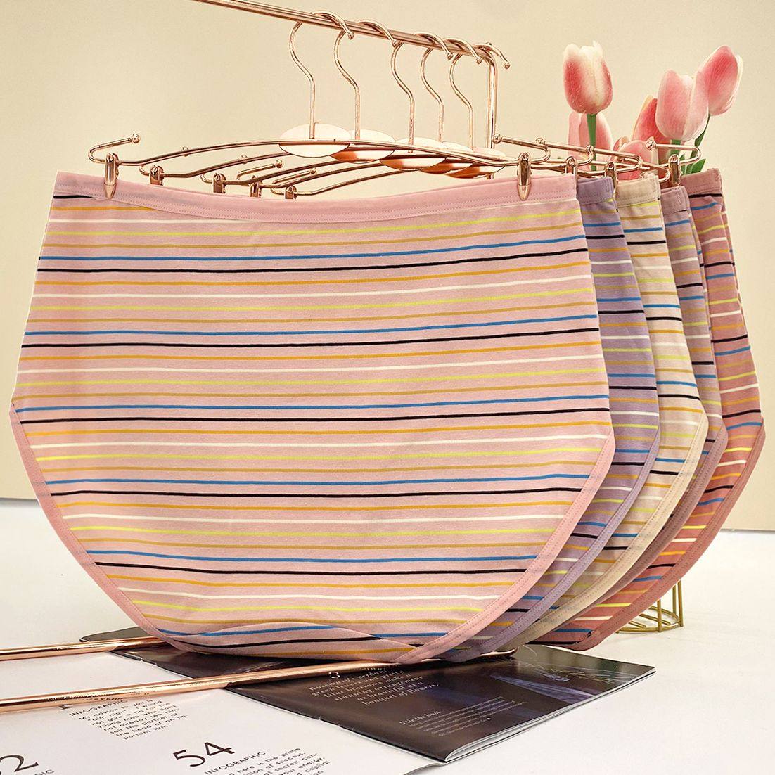 纯棉中高腰内裤女加大码加肥妈妈条纹短裤提臀收腹女士三角短裤头