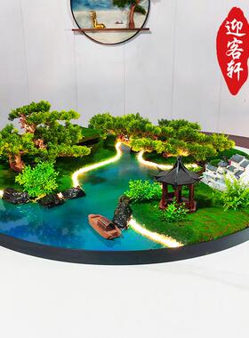 酒店餐桌中间摆花喷雾化流水灯光遥控桌摆转盘花摆圆桌芯装饰摆件