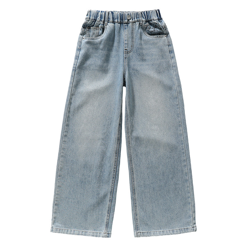 女童阔腿牛仔裤春秋款中大童春装初中生直筒裤子女孩春款2026新款,淘宝优惠券,粉丝福利购,淘宝优惠卷