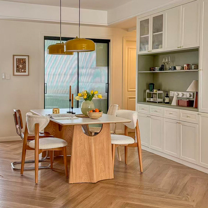 奥古斯特  原木风实木餐桌日系2026新款长方形家用餐厅岩板餐桌椅,淘宝优惠券,粉丝福利购,淘宝优惠卷