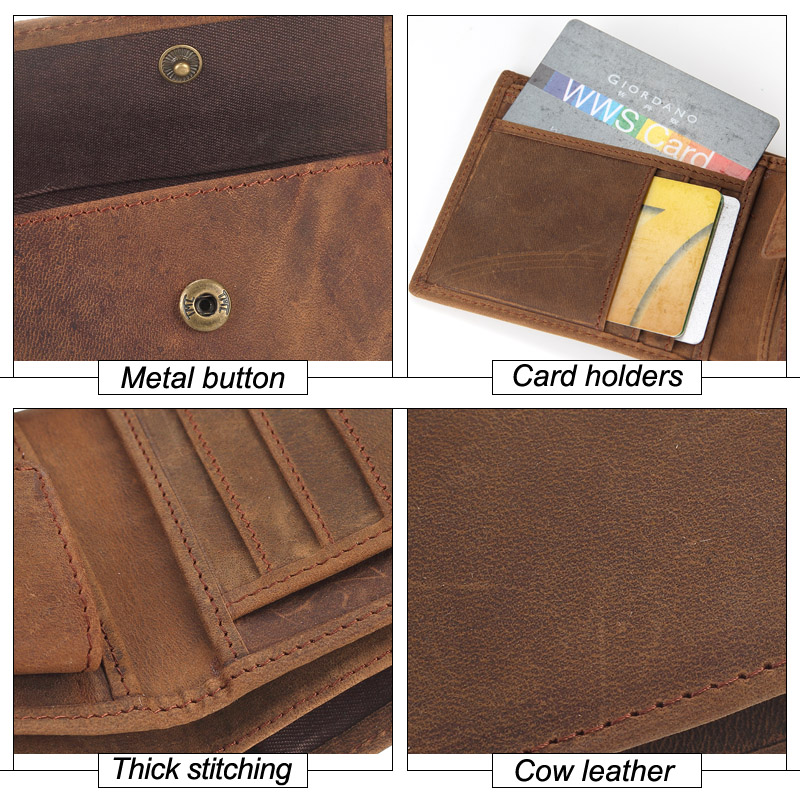 2024 NEW Genuine Leather Mens Wallets Crazy Horse Leather - 图3