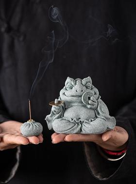 引进财富宝藏金蟾蜍桌面装饰饰品家庭桌面茶桌茶玩茶宠物饰品景观