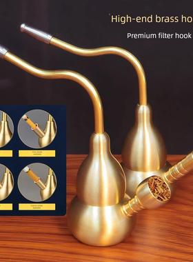 黄铜葫芦水烟覆古老式铜水管水桶水壶两用烟嘴过滤器水壶管Jx