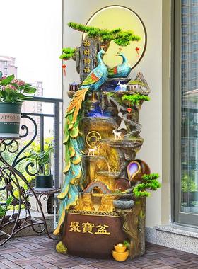 落地假山流水喷泉摆件客厅办公室开 业生财风水轮加湿器高山循环