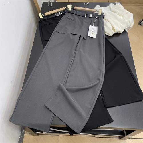 高级感西装裤女新款高腰显瘦宽松垂感窄版直筒阔腿裤K#16 - 图1