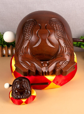 实木柚木木鱼佛堂寺庙木鱼法器实木一套木鱼棒木鱼垫家用装饰摆件