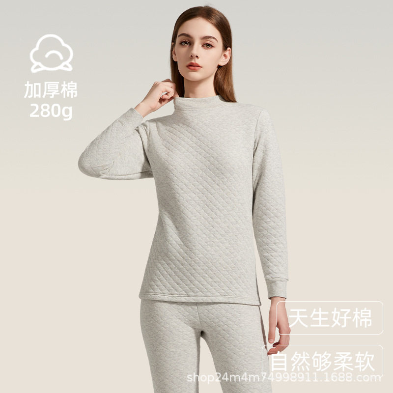 加厚280克三层夹棉保暖内衣套装a类纯棉秋衣秋裤男女圆领套装,淘宝优惠券,粉丝福利购,淘宝优惠卷