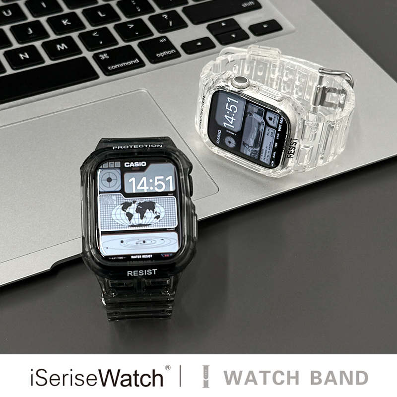 iserisewatch适用于iwatch冰川表带夏天se智能手表苹果手表s9保护壳表带一体applewatch表带男生女生运动高级