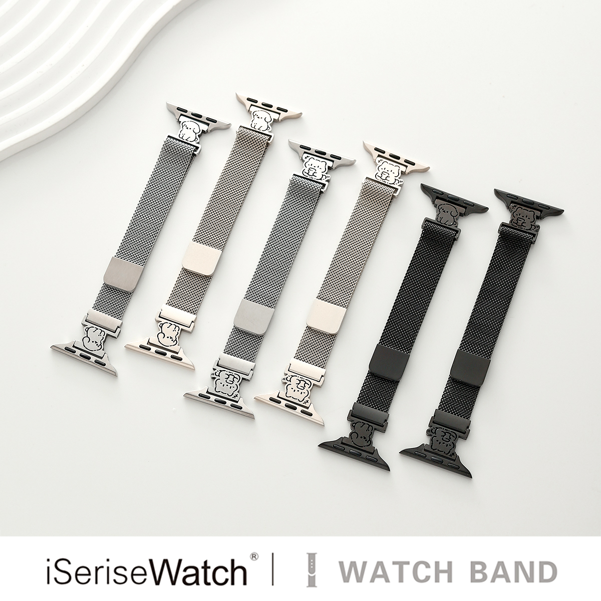 iserisewatch适用iWatchs11代表带苹果手表s10夏季男女款applewatch8金属磁吸米兰尼斯SE高级星光色41mm小狗 - 图3