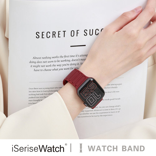 张婧仪同款适用iwatchs11手表带s10苹果手表applewatch9磁吸硅胶女ultra3男夏天透气SE高级41mm运动创意s6/7 - 图1