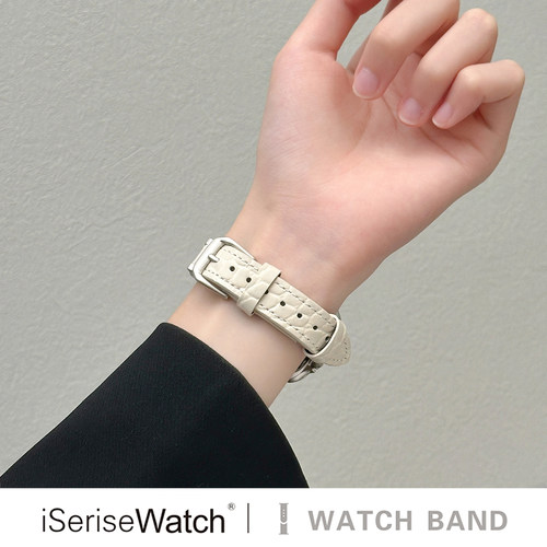 iserisewatch适用applewatch11表带苹果手表s10金属女款iwatchs9鳄鱼纹皮质SE夏季新款41mm高级ultra镶钻s6/7 - 图2