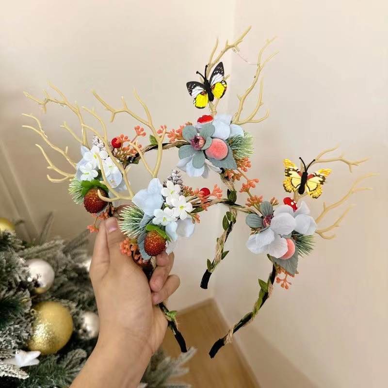 麋鹿的小鹿~鹿角发箍头饰森系超仙网红女发光小鹿精灵拍摄圣诞节