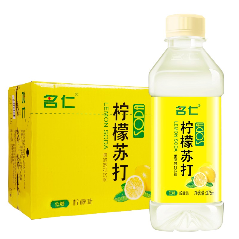 名仁苏打水375ml*12瓶装柠檬清新薄荷味6个柠檬味苏打水饮品饮料 - 图3