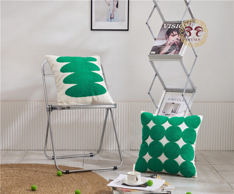 高饱和绿色时尚客厅沙发网红个性刺绣抱枕套简约韩版绣花靠套,淘宝优惠券,粉丝福利购,淘宝优惠卷
