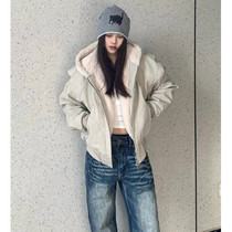 Seat Mountain sculptures Garnter thickened Even hat jacket Female winter 2023 new heavy pound canvas washed cotton clothes cotton jacket jacket