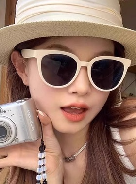 白框太阳镜女2025新款韩版显脸小防紫外线白色韩系墨镜高级感眼镜