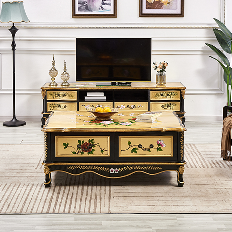 地中海电视柜组合实木茶几老式简约现代小户型轻奢美式客厅家用