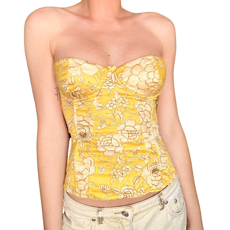 SEEYOULATER 昭和时代植物系印花修身抹胸背心复古vintage上衣夏,淘宝优惠券,粉丝福利购,淘宝优惠卷