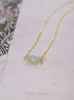 Timee恬觅 玉生烟 银镀金和田玉抽拉锁骨链简约百搭送人礼物