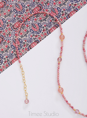 Timee恬觅 夏绯 天然蔷薇辉南红玛瑙草莓晶14K美包项链锁骨链礼物