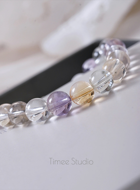 Timee恬觅 云知道 天然玻利维亚水晶柠檬晶黄水晶弹力绳手串送人