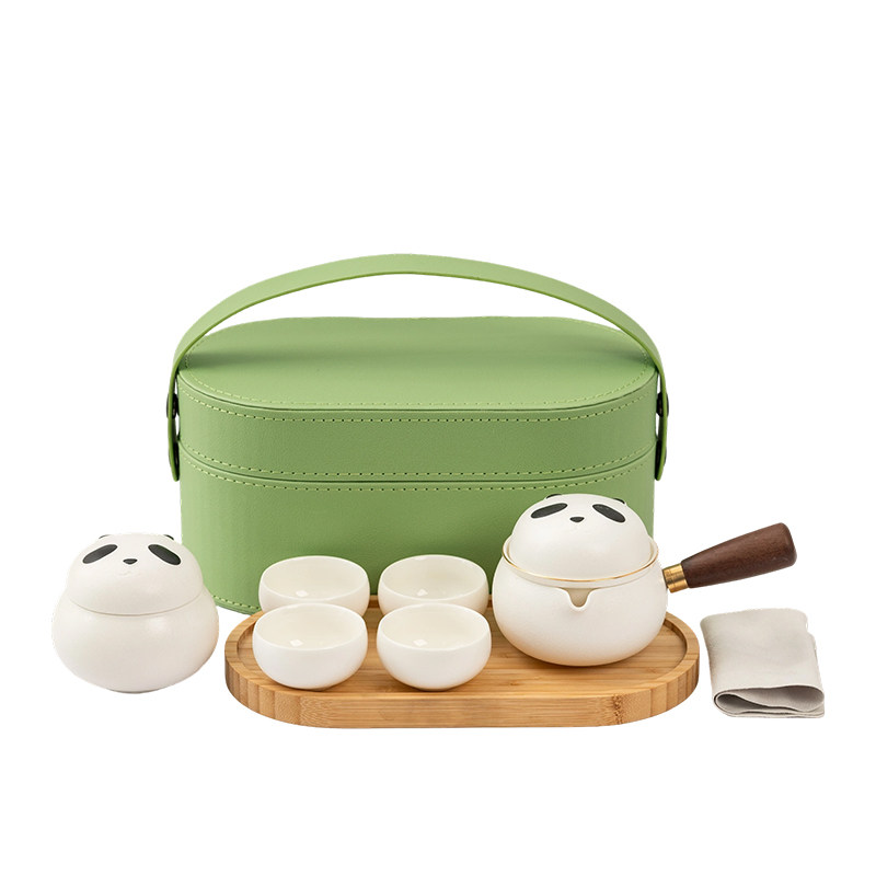熊猫旅行茶具套装户外便携式一壶四杯茶叶罐茶台陶瓷快客杯伴手礼,淘宝优惠券,粉丝福利购,淘宝优惠卷