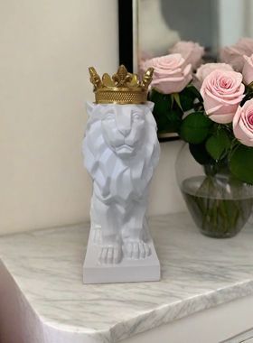 直供新款切面皇冠狮子 摆件 客厅玄关创意轻奢北欧家居装饰品