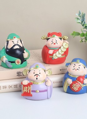 财神爷摆件家用桌面装饰品礼物高级感可爱手工树脂工艺品小摆件新