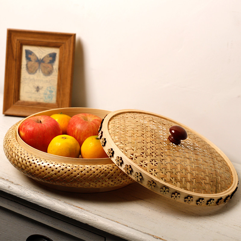 带盖竹篮子茶叶盒手工竹制品家庭收纳篮茶道干果盘精编工艺馒头筐,淘宝优惠券,粉丝福利购,淘宝优惠卷