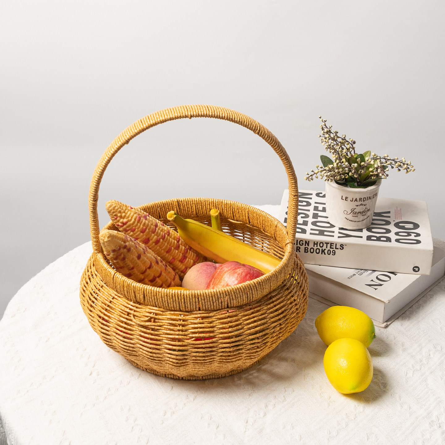 仿藤编中式喜篮买菜篮子水果提篮野餐篮加固鸡蛋筐零食收纳,淘宝优惠券,粉丝福利购,淘宝优惠卷