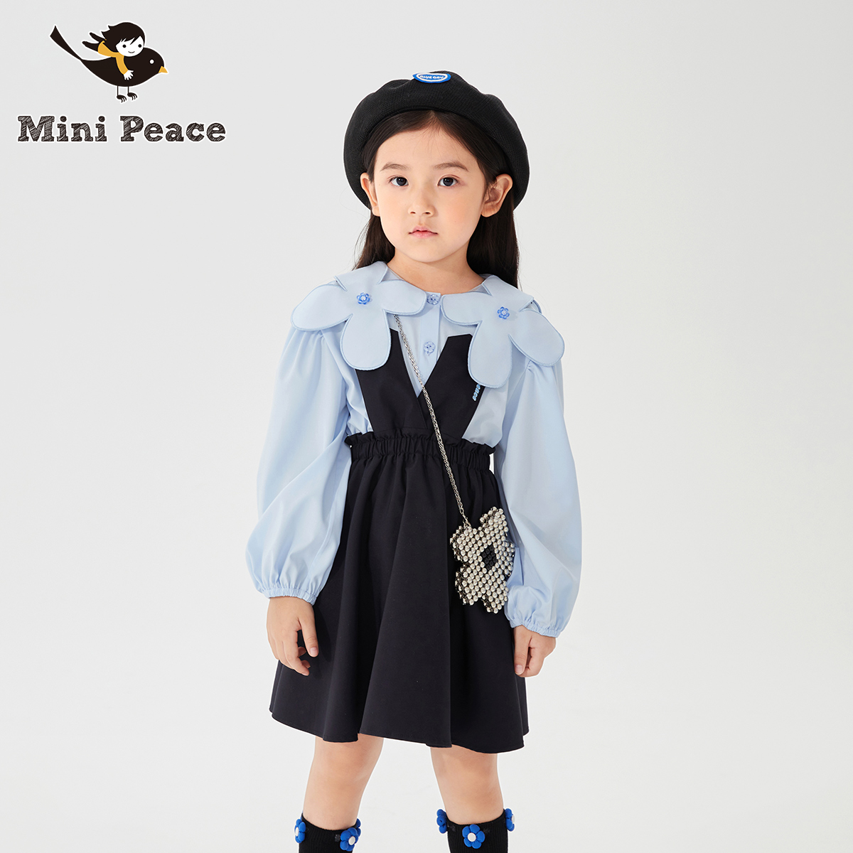 【活力系列】minipeace太平鸟童装女童连衣裙秋网纱卫衣裙奥莱-图1