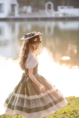 咪奥洋装工坊 现货 夏日之森田园lolita裙洛丽塔jsk绿色连衣裙 虎窝淘