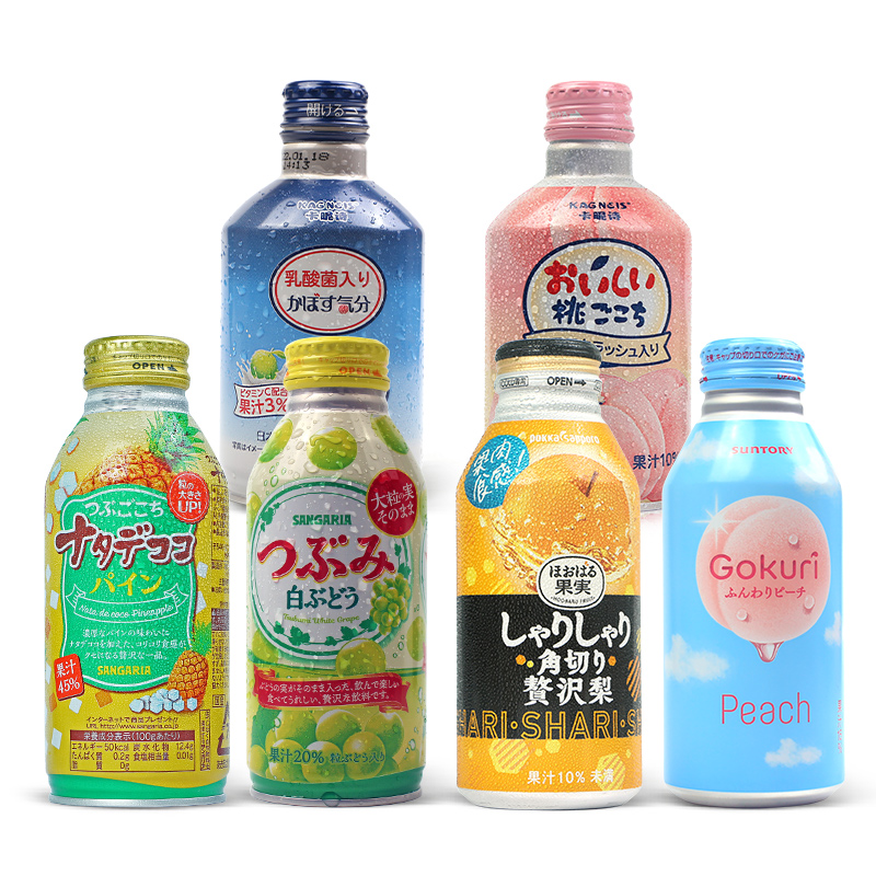 日本进口网红饮料组合白桃水蜜桃果味少女心果汁汽水高颜值铝罐装 - 图0
