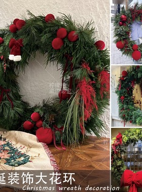 圣诞节日松枝超大花环圈装饰摆件
