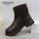 Samachi Martin boots women's 2025 new British style rear zipper soft sole comfortable thin velvet warm fashionable women's boots