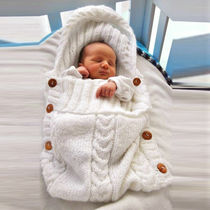 Newborn Infant Baby Boy Gyl Blanket Knit Crochet Warm Swadd