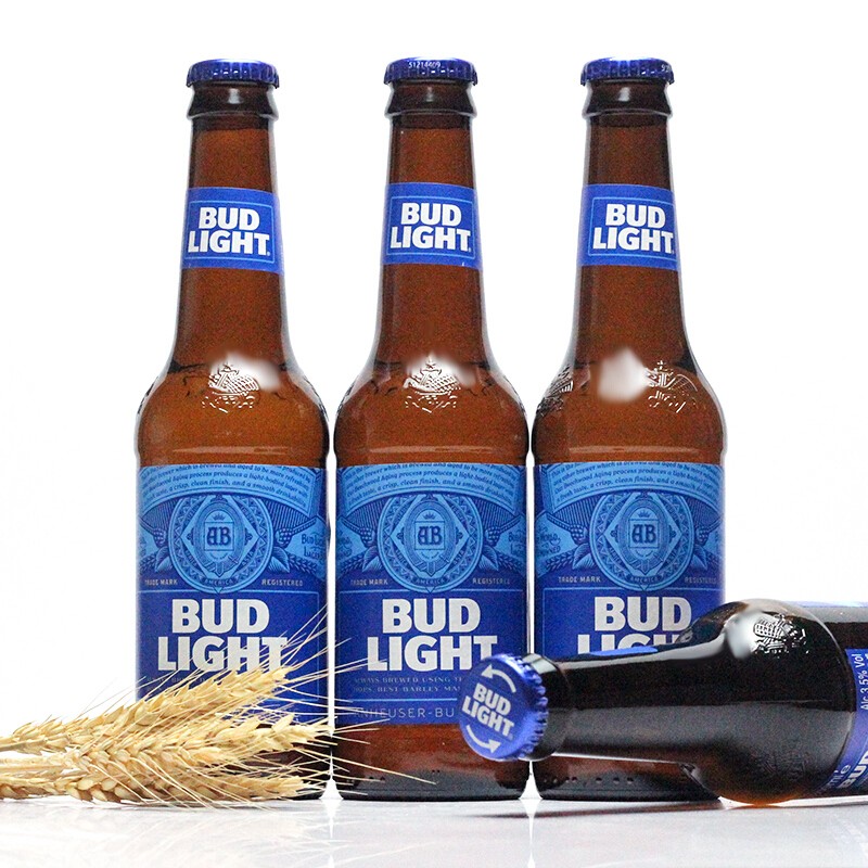 【进口】蓝百威旋盖啤酒300ml*24瓶Budweiser/Bud Light清仓整箱 - 图1