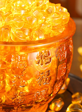 琉璃百福缸聚宝盆送礼家用办公室开业百福缸桌面装饰摆件