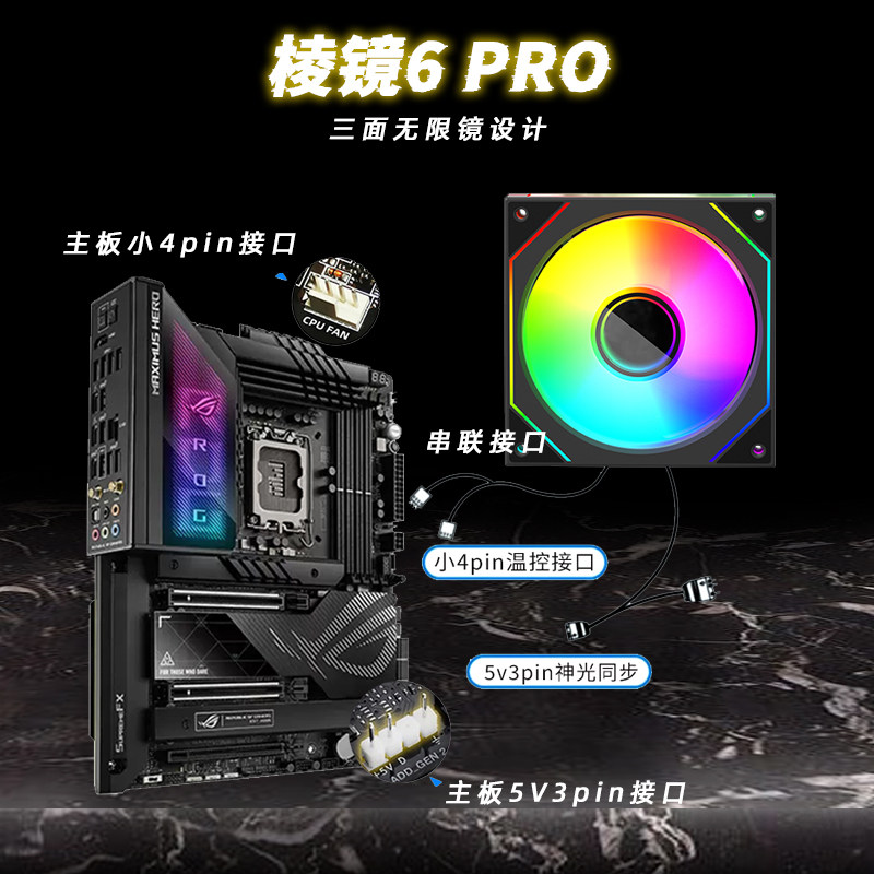棱镜四代4Pro6Pro 12CM机箱散热风扇 ARGB神光同步 pwm温控静音