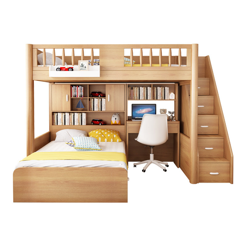 交错式上下床上床下桌儿童高低床小户型省空间错位型上下铺双层床_虎窝淘