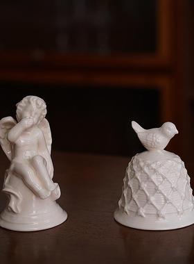 出口欧洲覆古宫殿风陶瓷餐桌铃铛摆件 浮雕花卉鸟造型家居装饰品